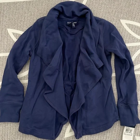 NWT Ralph Lauren Toddler Girls Cascading Drape Cardigan Sweater Coat Navy Blue 5 - Picture 1 of 5